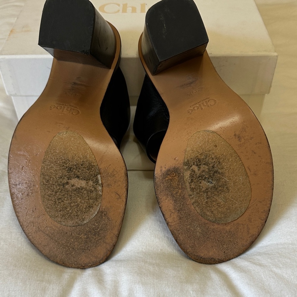 Chloe Black Mules with Gold Detailing 9.5 - Picture 7 of 9